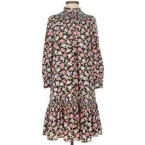 Kate Spade New York Black Floral Print Ruffle Dress – Size S